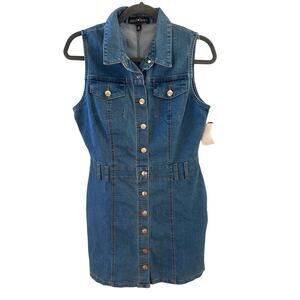 Derek Heart Sleeveless Button Front Denim Dress Size Medium